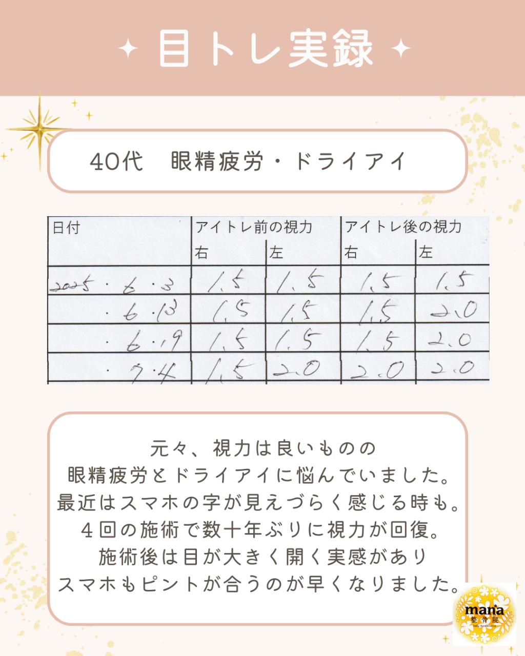 【新百合ヶ丘mana整骨院】実録！視力変化データ公開👁✨